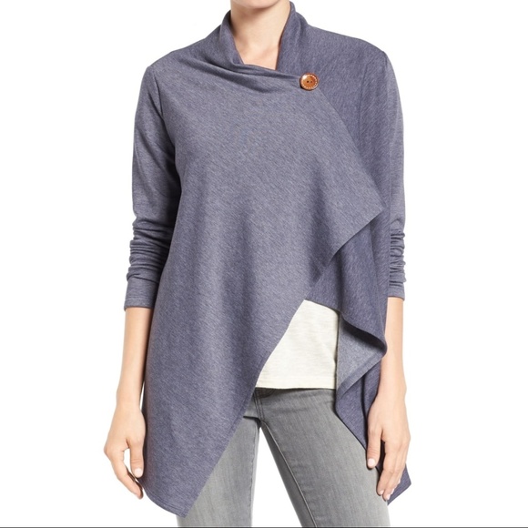 bobeau Sweaters - BOBEAU One-Button Fleece Wrap Cardigan Med NWT